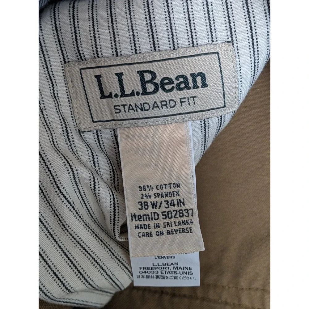 L.L.Bean Men's Brown Corduroy Pants 38x34 Standard Fit Stretch Cotton Academia
